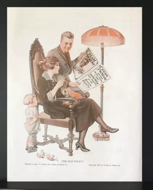 1922 Cream of Wheat Antique Lamp Family Scene Edward V Brewer Art Ad