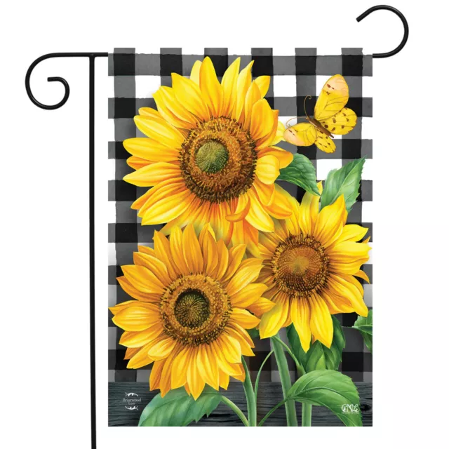 Checkered Sunflowers Summer Garden Flag Floral Everyday 12.5"x18" Briarwood Lane