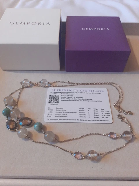 103.15ct Multi Gem Necklace By SARAH BENNETT  14k Gold Flash Silver, 36 Inches