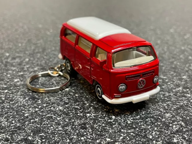 Fits VW Van Camper Bus Red Keychain Diecast Car