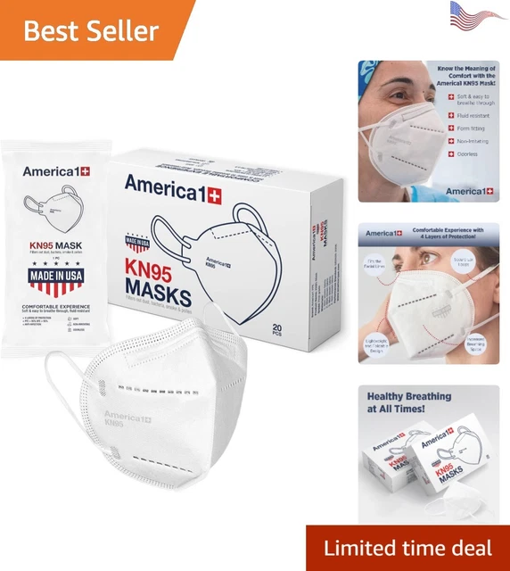 KN95 Face Masks | 4-Layer Protection | Breathable & Disposable | 20 Count White