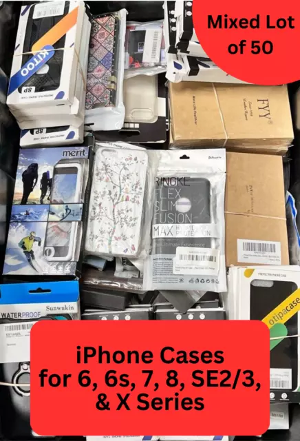 Lot Of 50 Cell Phone Cases iPhone Older Model Bulk Reseller Wholesale 6/6S/7/8/X