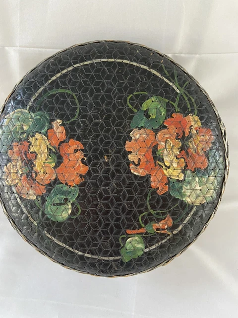 Antique Vintage Asian Bamboo Ratan Basket -late 1800’s early 1900’s