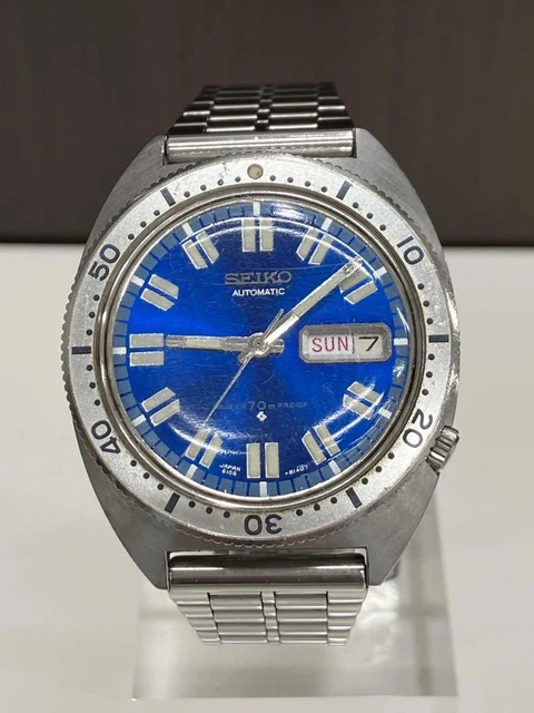 Seiko 6106-8100 Vintage 1968 Day Date Automatic Stainless Steel Mens Auth