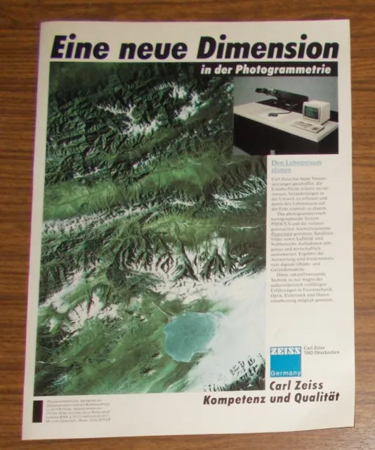 Seltene Werbung CARL ZEISS Photogrammetrie Kartographie PHOCUS Planicomp 1991