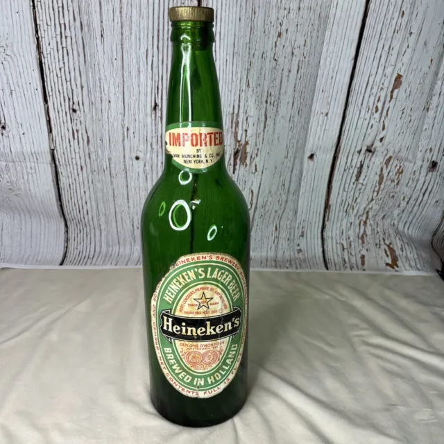 Heineken Large Empty Glass Bottle 1.5 L 1 Qt. 18 oz. Champagne Magnum With  Cork