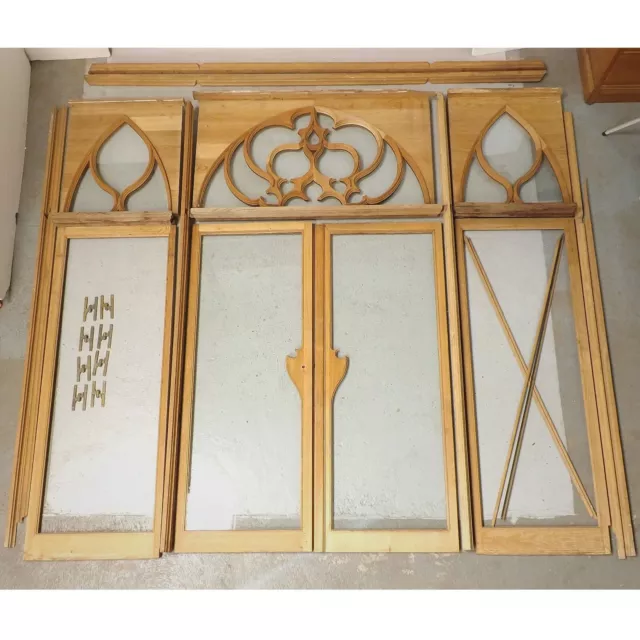20thC Oak Church Doors Vestibule Gothic