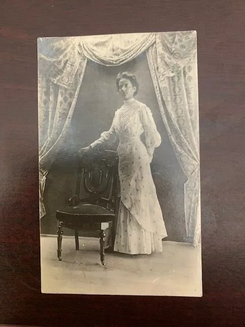 RPPC,Old Studio Pose, Beautiful Turn of the Century Woman, Old Post Card