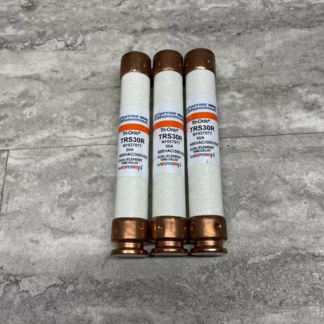 Lot Of 3 Mersen Ferraz Shawmut TRS30R 30A Time Delay Fuse, 600V Class RK5, New