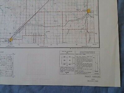 USGS Topography Map Quadrangle Pratt, Kansas; 1955 Rev 1969 1:250,000 3