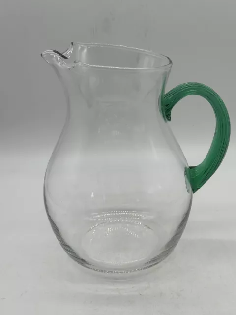 Mexican Handblown Green-Handled Pitcher RARE