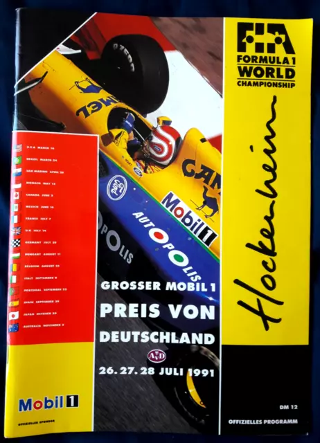 GERMAN GRAND PRIX FORMULA ONE F1 1991 HOCKENHEIM FIA Official Programme+Warm Up