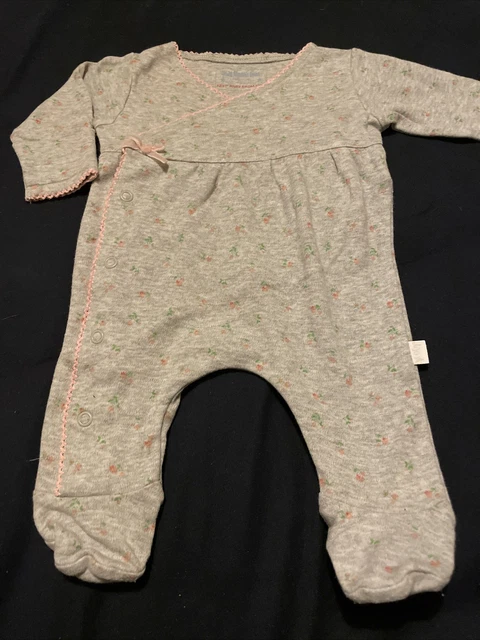 JoJo Maman Bebe Grey Floral Wrap Style Baby Sleepsuit Newborn