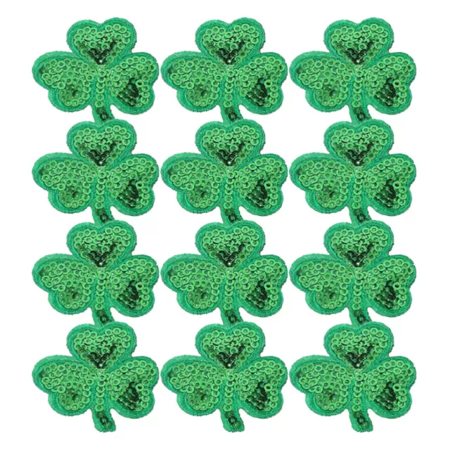 12pcs Shamrock Iron on Patches Sew On Clothes Applique DIY Sewing