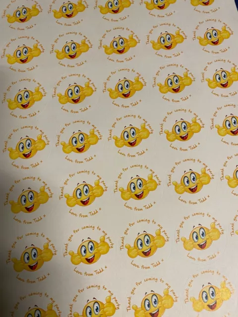 Personalisierte Emoji Daumen hoch Geburtstag Party Aufkleber für süße Kegel 2