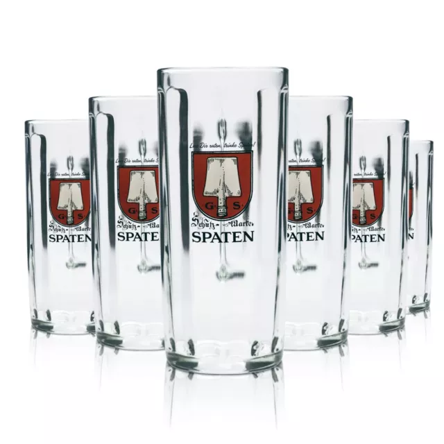 6x Spaten Glas 0,5l Bier Krug Humpen Seidel Kontur Relief Gläser Bayern Gastro