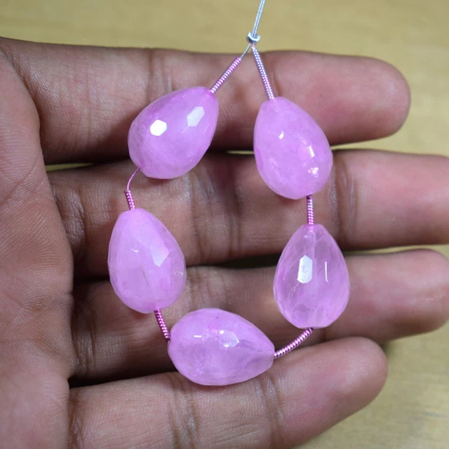 Genuine A1 Rose Quartz Big Teardrop Faceted Gemstone 5" Craft Making Loose Beads