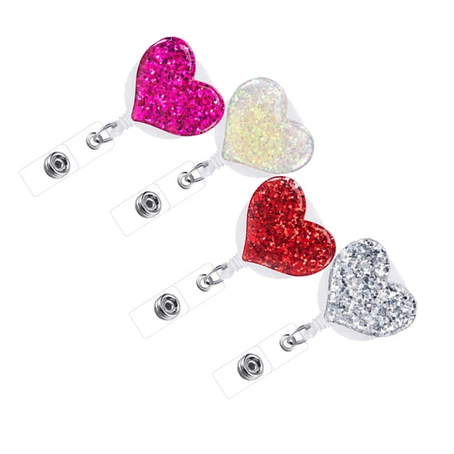 4 Pcs Abzeichen-Clips ID-Abzeichen-Rollen Herz-Abzeichen-Halter Karikatur