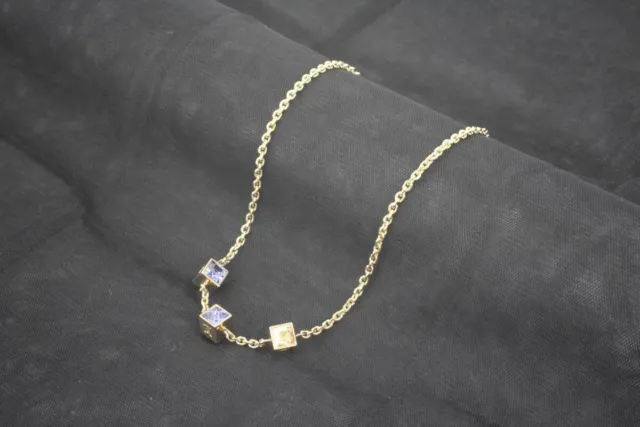 Authentic LOUIS VUITTON Collier Gamble Necklace M65232 Silver Brass  #W409012