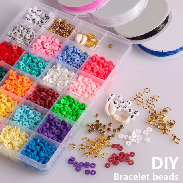 9600Pcs Clay Beads for Bracelet Making Kit, 96 Colors Polymer Heishi Beads  New