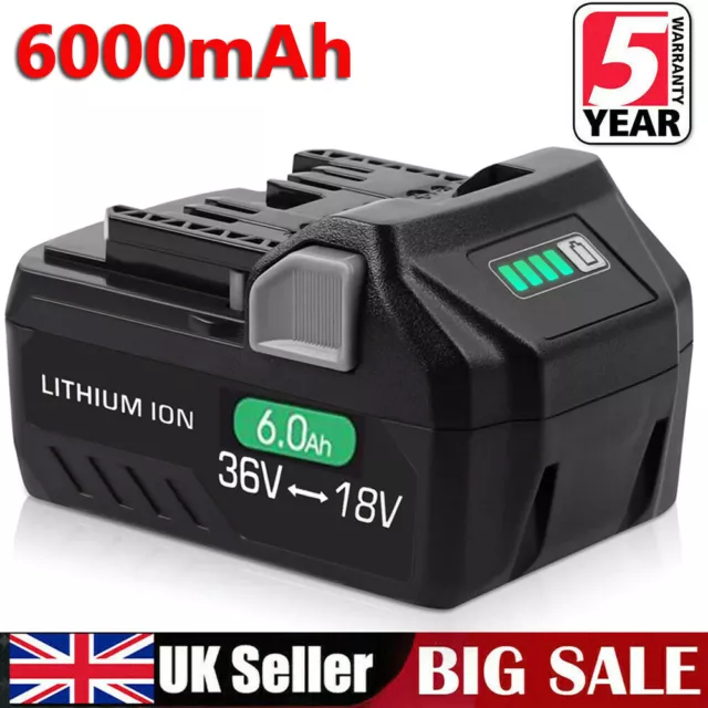 6.0Ah For Hitachi For Hikoki BSL 36B18 18V/36V MultiVolt Li-ion Battery BSL36A18