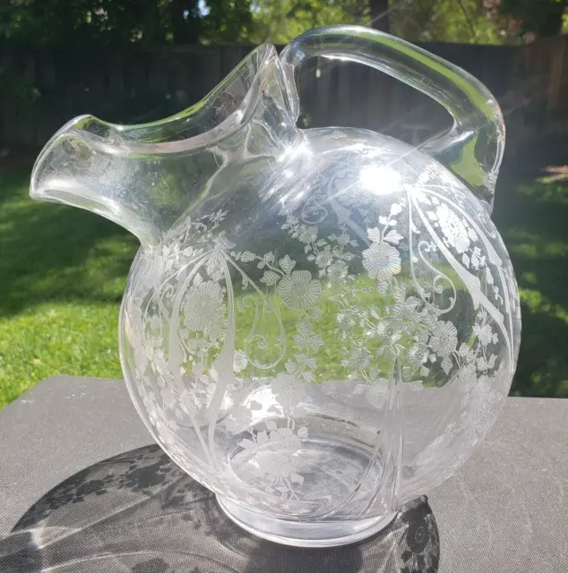 Rare Clear Cambridge 3122 Diane 80 oz. Ball Pitcher / Jug With Ice Lip 3900/116