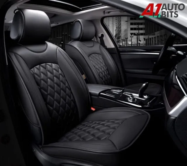 All Black Quilted Diamond PU Leather Front Seat Covers For Vw Golf Polo Passat