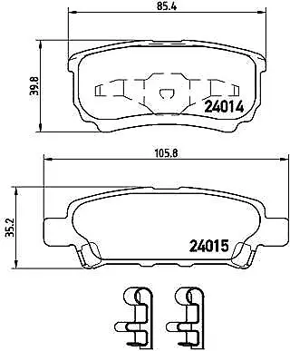 Brake Pads Set fits MITSUBISHI LANCER Mk8 2.0D Rear 2008 on Brembo 4605A336 New 3