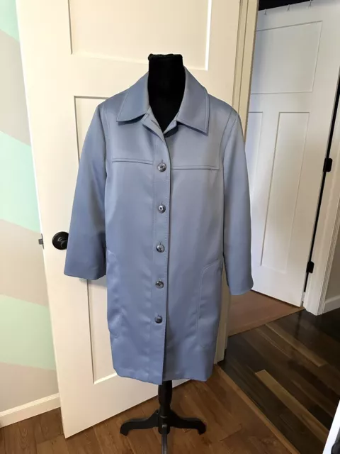 Vtg 70s Mod Dress Trench Coat Jacket Blue Bold Size 14 ZipOut Insulated Layer