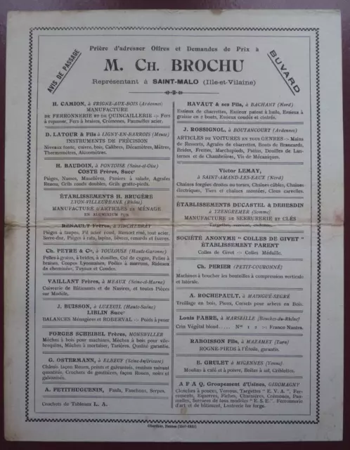 Buvard - M.ch. Brochu Saint-Malo (Ille-Et-Vilaine 35) - Matériel Quincaillerie -