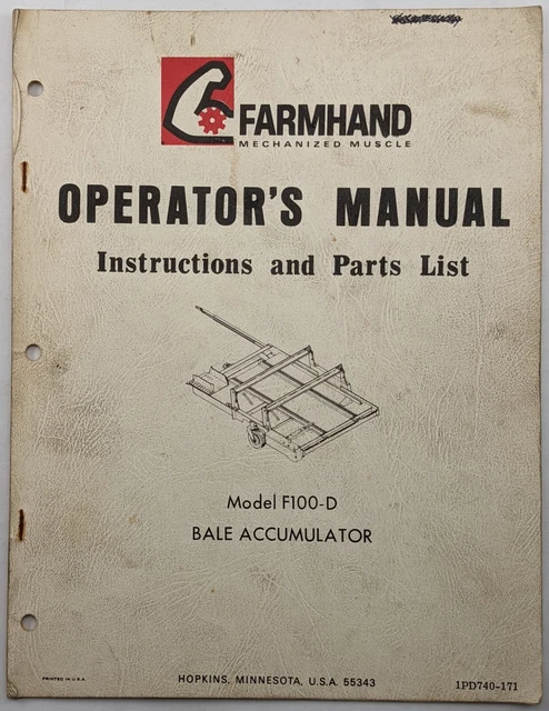 thumbnail image 2 of Farmhand Hydraulic Power System Manual – For F100 Bale Accumulator – OEM Reprint, Peaceful Creek 2 of 3