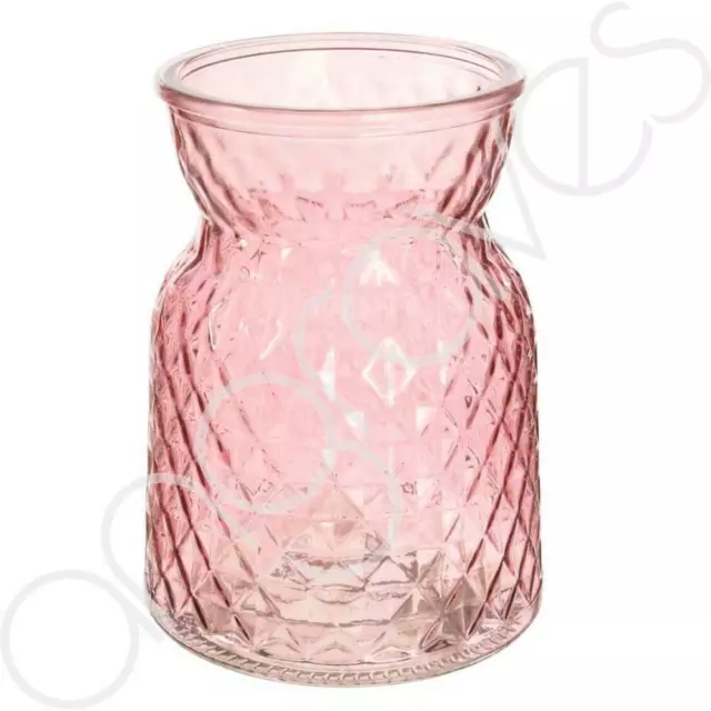 Textured Pink Glass Flower Bud Vase Jar Home Decoration Decor Ornament