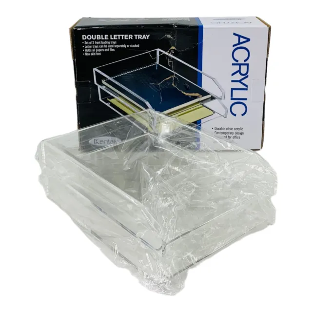 Kantek Acrylic Double Front-Loading Letter Tray Clear