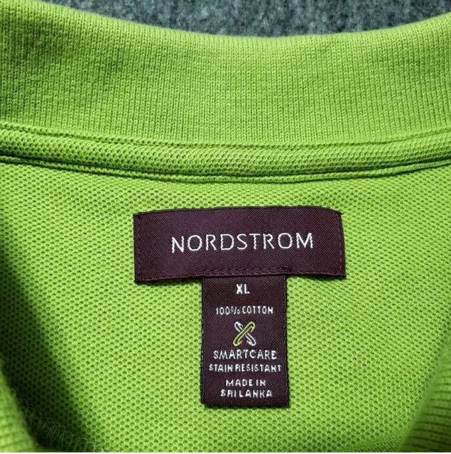 NORDSTROM MENS SIZE XL Solid Green Smart Care Cotton Mesh Polo Shirt ...