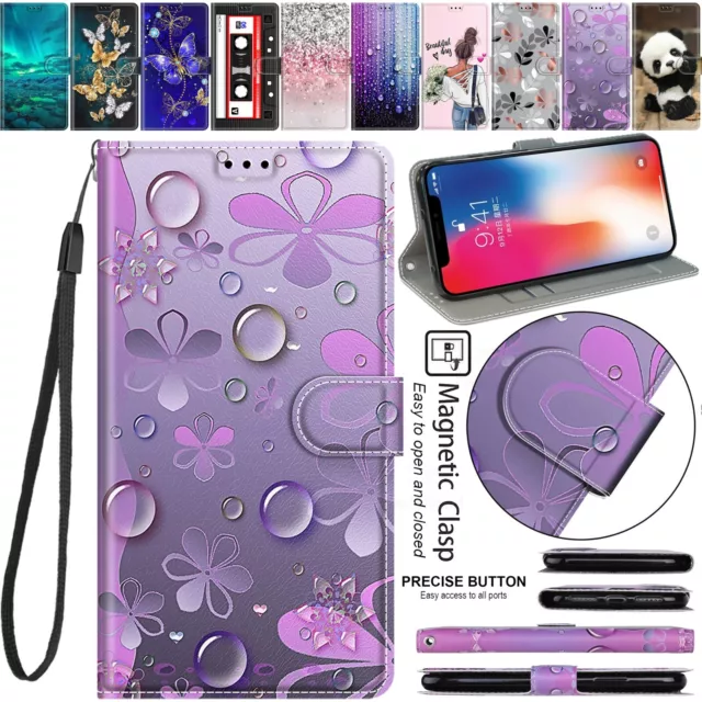 Flip Cover For iPhone 15 Pro Max 14 13 12 11 Pattern Wallet Card PU Leather Case