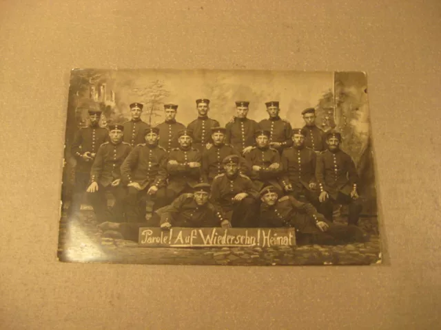 Parole Heimat 1916 Privatpostkarte Soldatengruppe,Uniform -Antic Soldier 1.WK