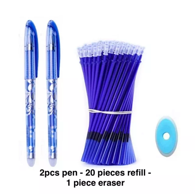 23pcs/set Erasable Gel Pens Washable Blue Ink For School / Office Stationery