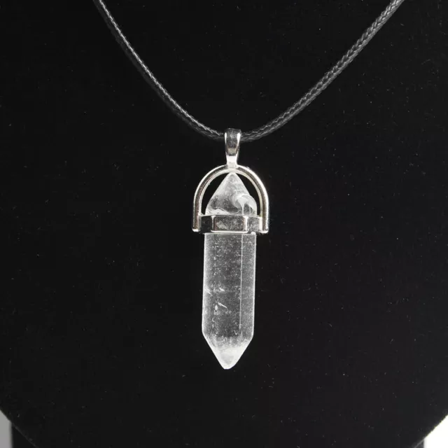 Natural Hexagonal Point Wand Gemstone Pendant Chakra Quartz Crystal Necklace US 3