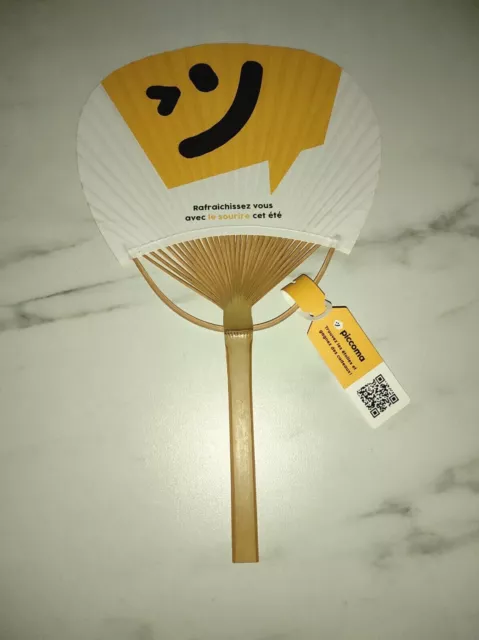 PICCOMA promo bamboo paper fan Japan new 32 x 19,5 cm approx.