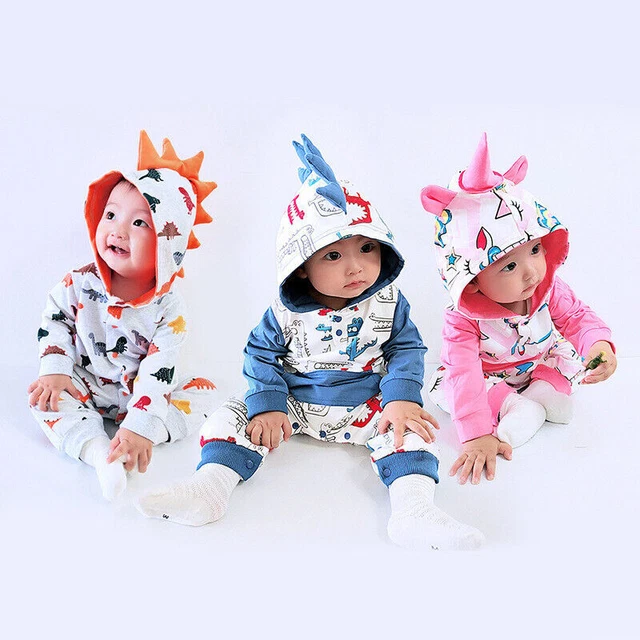 Romper con cappuccio dinosauro neonato bambino bambina bambini - tuta - vestiti - autunno