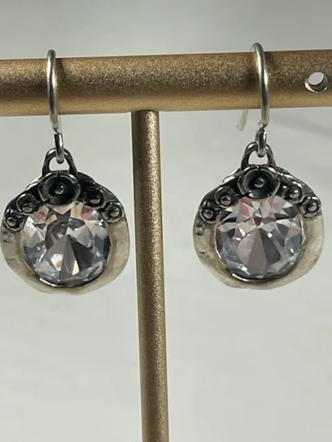 Shablool Didae Israel 925 Sterling Silver Crystal Earring 1.25" Floral Rare 2545