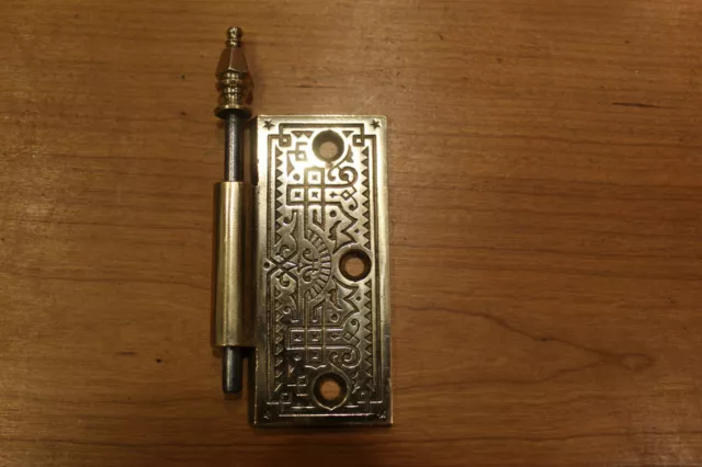 1/2 Antique Cast Bronze 4" Ornate Victorian Eastlake Hinge With Pin D-31