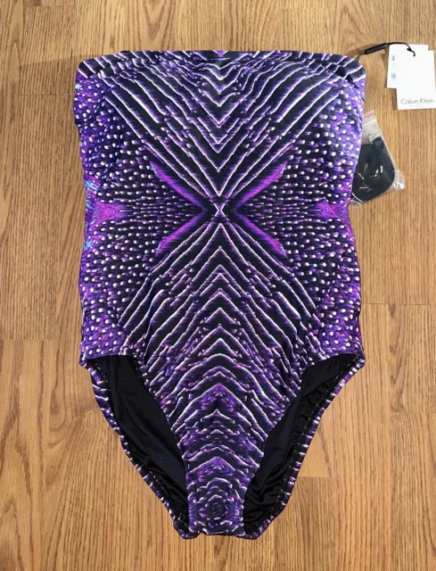 Calvin Klein one-piece purple swimsuit Size 8 - $128 NWT