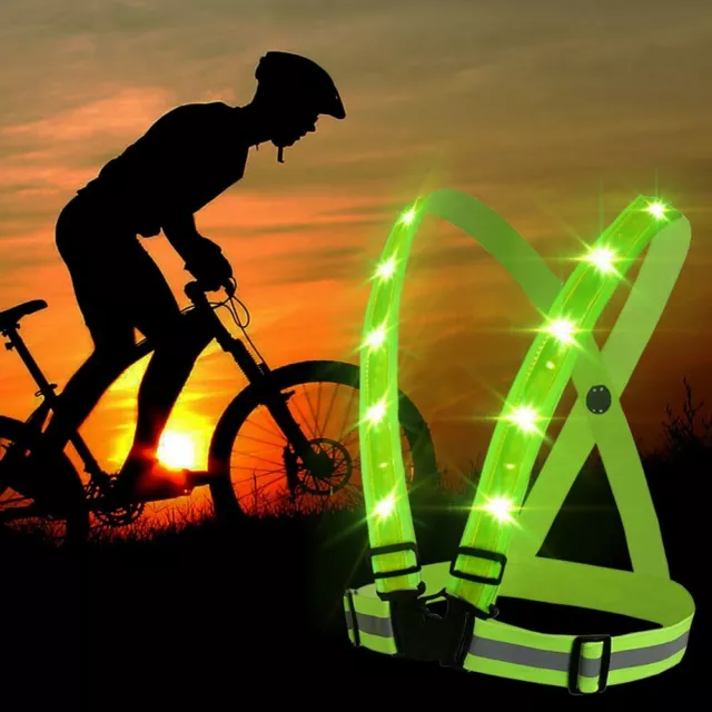 #hk Adjustable USB Rechargeable LED Reflective Belt Vest for Running Cycling