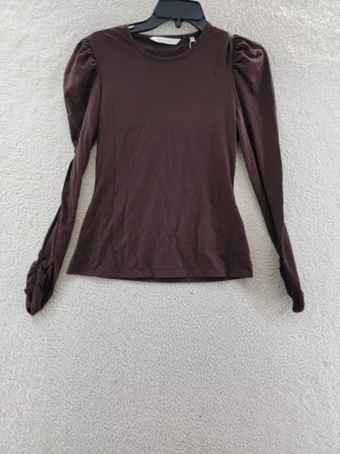 Rebecca Taylor Puff Shoulder Top Women's S Port Crew Neck Pullover Long Sleeve