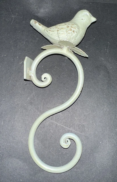 Anthropologie Scrolled Bird Hook Wrought Iron Sold Out Wall Hanger Shabby Green