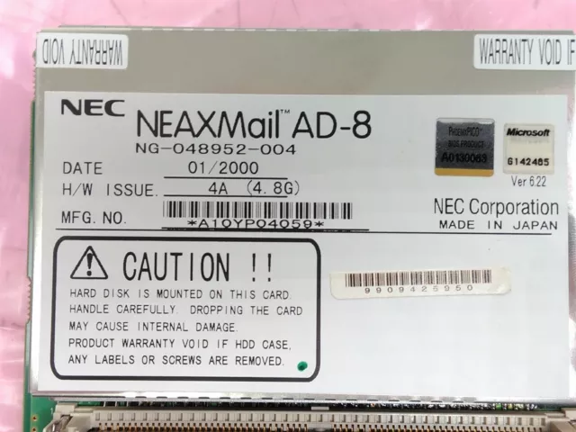 Untested NEC NEAXMail AD-8 NG-048952-004 Voicemail Card No Hard Disk AS-IS Parts 3