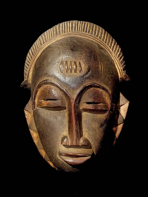 African Wooden Hand Carved Vintage Large Baoulé Ndoma mask from Goli-4535