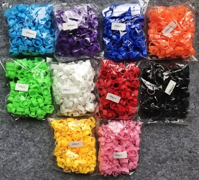 100 x COLOURED 8MM PLASTIC PIGEON LEG CLIP CLICK RINGS BANDS BREEDER STOCK LOFT