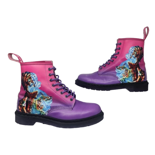 DR. MARTENS 1460 New Order Technique 8 Holes Boots 10 Purple Pink